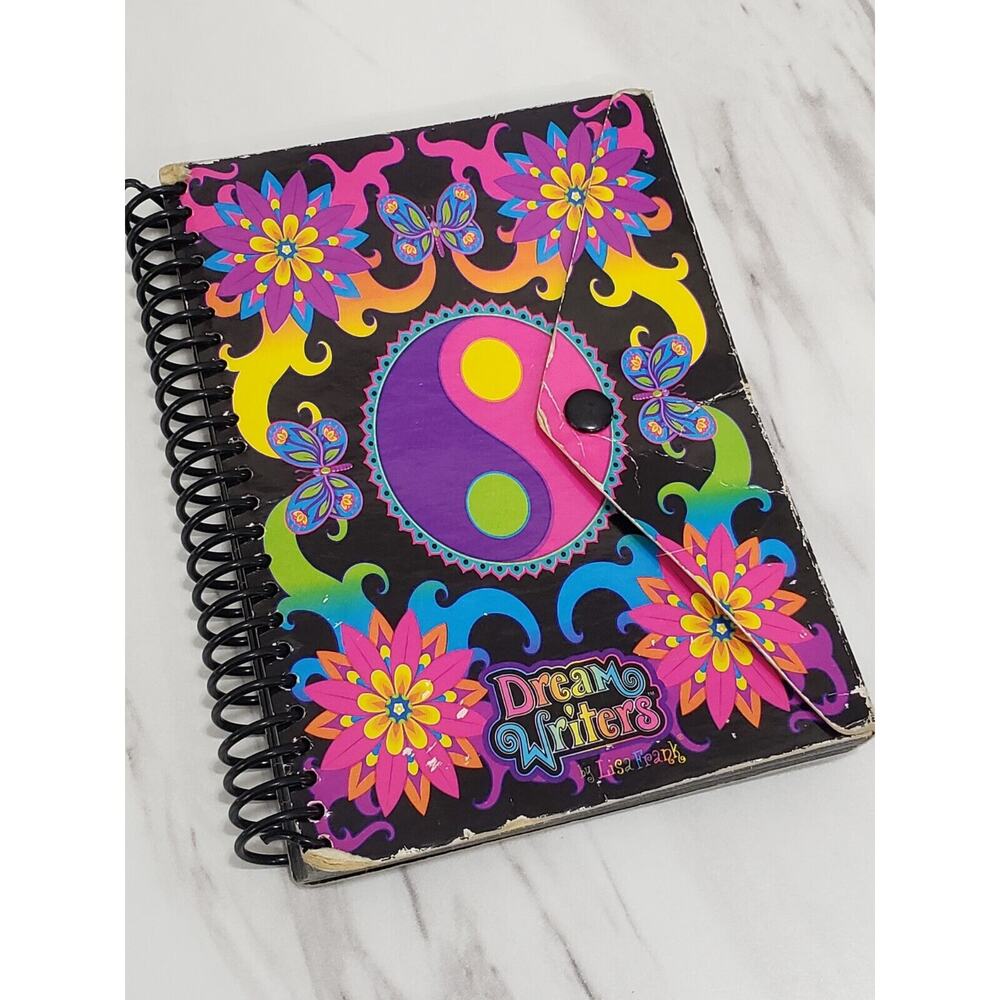 Vintage Lisa Frank DREAM WRITERS Ying Yang Black Page Mini Notebook Snap Closure